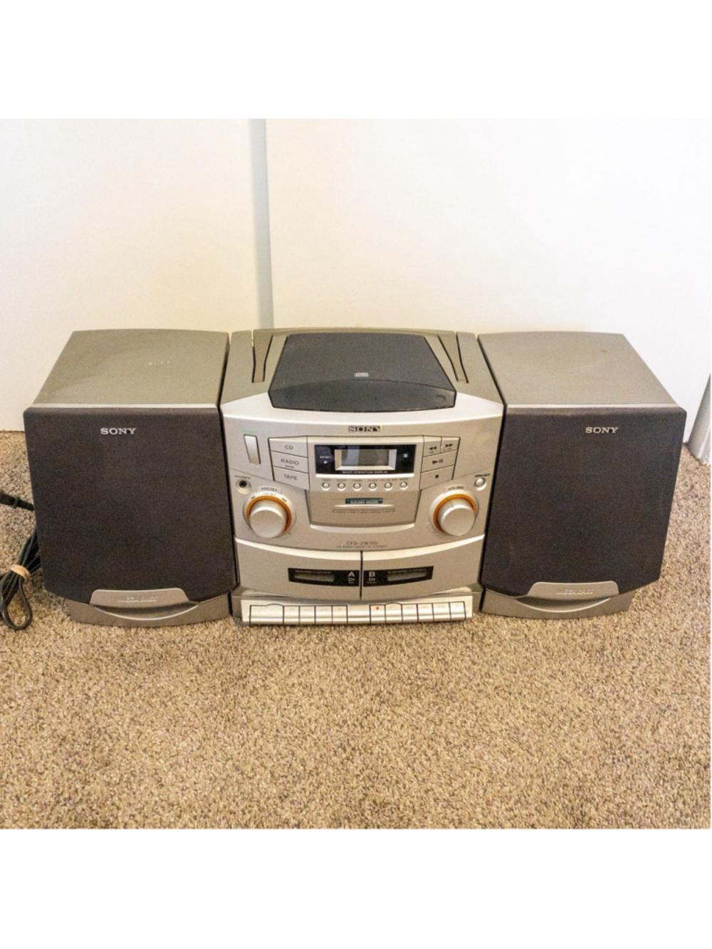 Sony CFD-ZW755 CD/Dual Cassette AM/ FM Radio Boombox VINTAGE Y2K RETRO TESTED